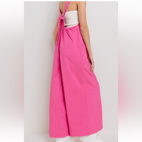 15 Boho Textured Tie Back Wide Leg Jumpsuit - Picture 6 of 6